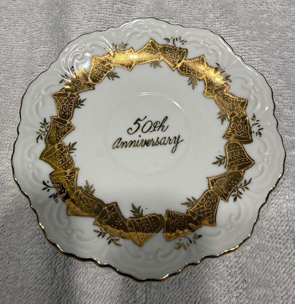 Vintage miniature Norcrest 50th Anniversary Plate C-711 Gold Trim